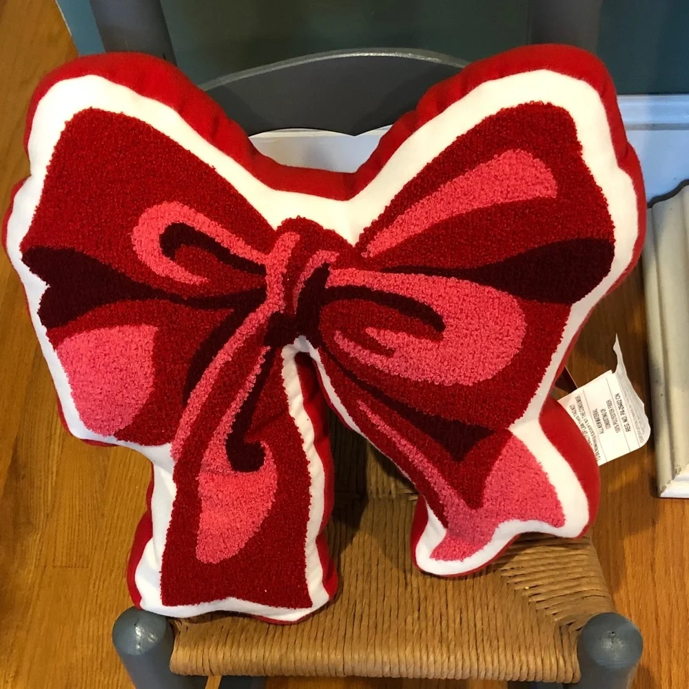 New with tag Celebrate It Red and Pink Bow Holiday Pillow